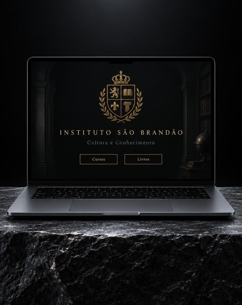 Site do Instituto São Brandão exibido em um notebook preto